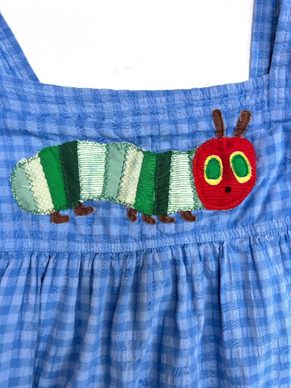 Pilcro Gingham Babydoll Dress Upcycled Very Hungry Caterpillar Cottagecore - Picture 3 of 8